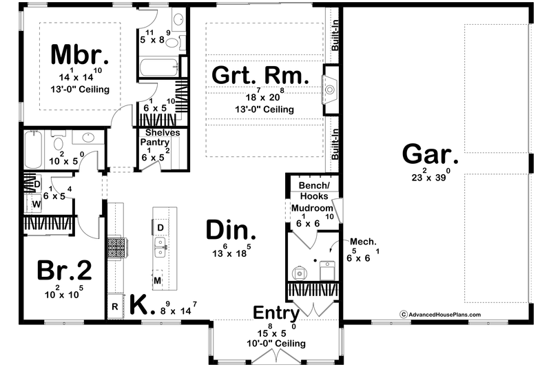 Home Plan - Floor Plan - Main Floor for Barndominium House Plan #455-459 - 2 bed, 2 bath