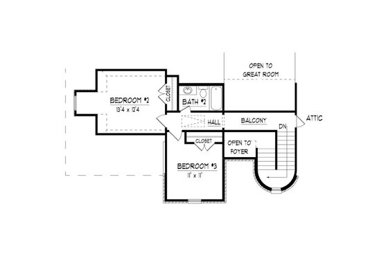 Floor Plan - Upper Floor for Traditional House Plan #424-414 - 3 bed, 2.5 bath