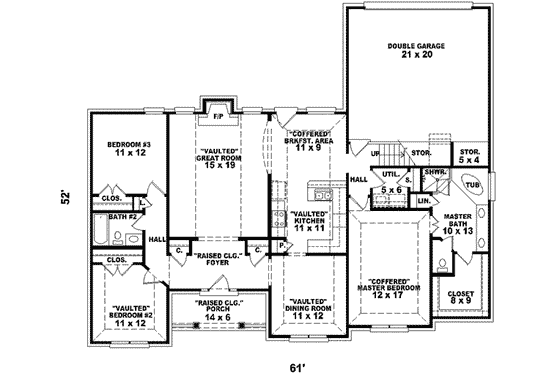 Floor Plan - Main Floor for Traditional House Plan #81-911 - 3 bed, 2 bath