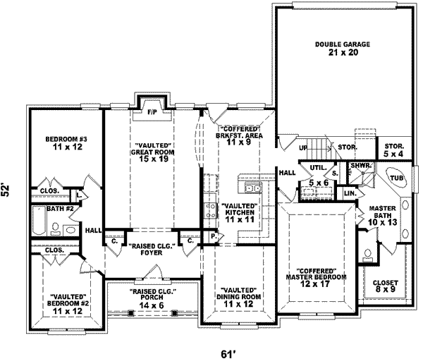 Floor Plan - Main Floor for Traditional House Plan #81-911 - 3 bed, 2 bath