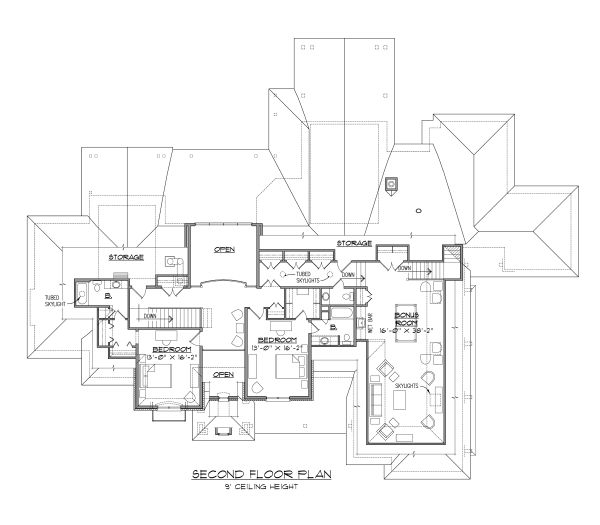 Architectural House Design - European Floor Plan - Upper Floor Plan #1054-93