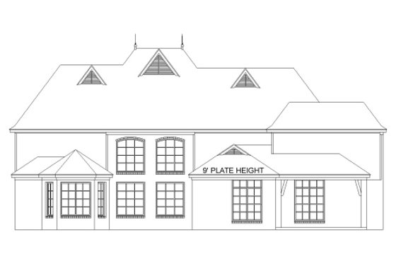 Exterior - Rear Elevation for European House Plan #424-362 - 5 bed, 4 bath