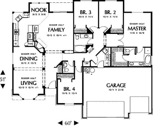 House Design - Ranch Floor Plan - Main Floor Plan #48-271