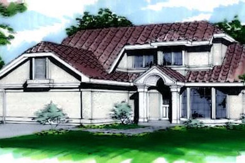 Dream House Plan - Mediterranean Exterior - Front Elevation Plan #320-435