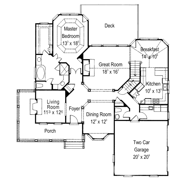 Dream House Plan - Country Floor Plan - Main Floor Plan #429-20