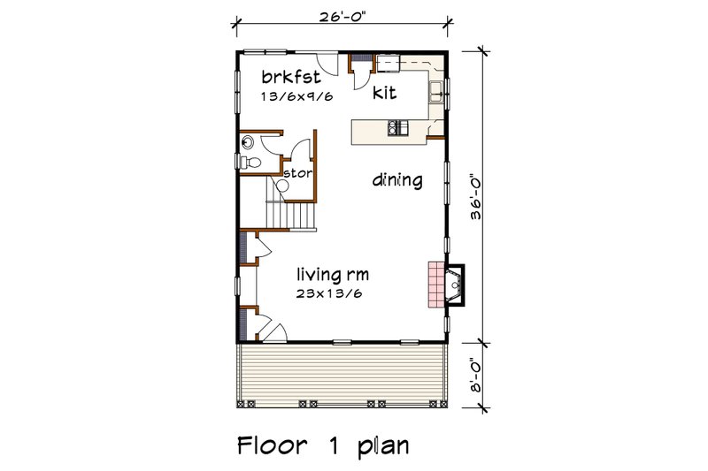Architectural House Design - Floor Plan - Main Floor for Country House Plan #79-354 - 3 bed, 2.5 bath