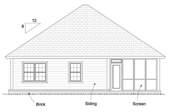 Exterior - Rear Elevation for Bungalow House Plan #513-2085 - 3 bed, 2 bath