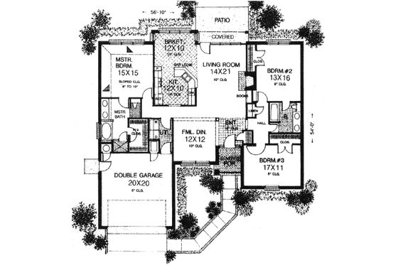 Floor Plan - Main Floor for Traditional House Plan #310-792 - 3 bed, 2 bath