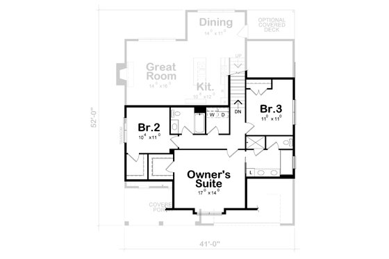 Floor Plan - Upper Floor for Craftsman House Plan #20-2188 - 3 bed, 3 bath