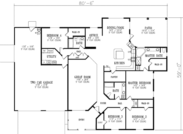 Colonial Floor Plan - Main Floor Plan #1-635
