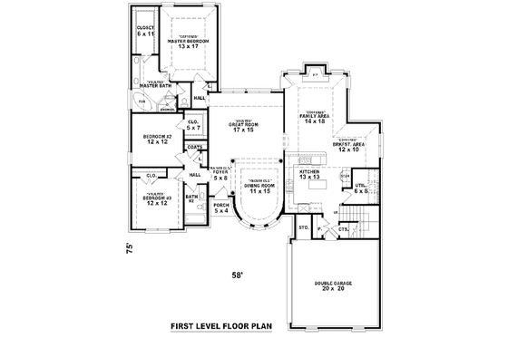 Floor Plan - Main Floor for European House Plan #81-13825 - 3 bed, 3 bath