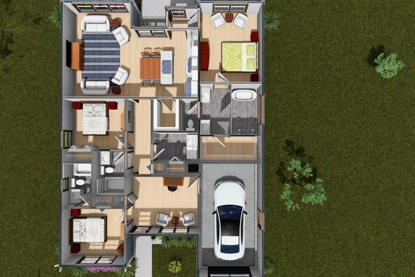 Home Plan - Floor Plan - Main Floor 1 for Modern House Plan #513-2484 - 3 bed, 3 bath