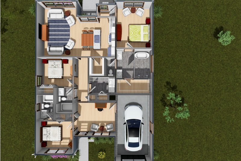 Home Plan - Floor Plan - Main Floor 1 for Modern House Plan #513-2484 - 3 bed, 3 bath