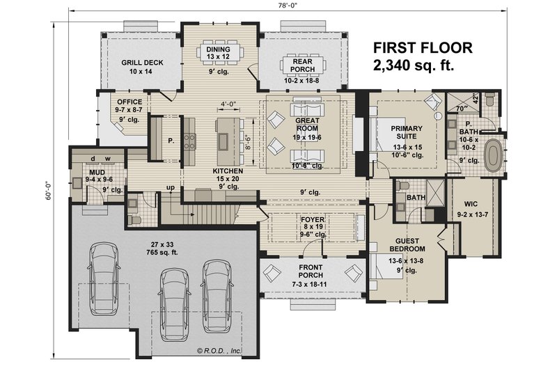Home Plan - Floor Plan - Main Floor for Farmhouse House Plan #51-1235 - 3 bed, 3.5 bath