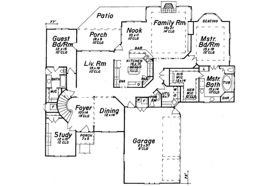 Floor Plan - Main Floor for European House Plan #52-195 - 4 bed, 4.5 bath