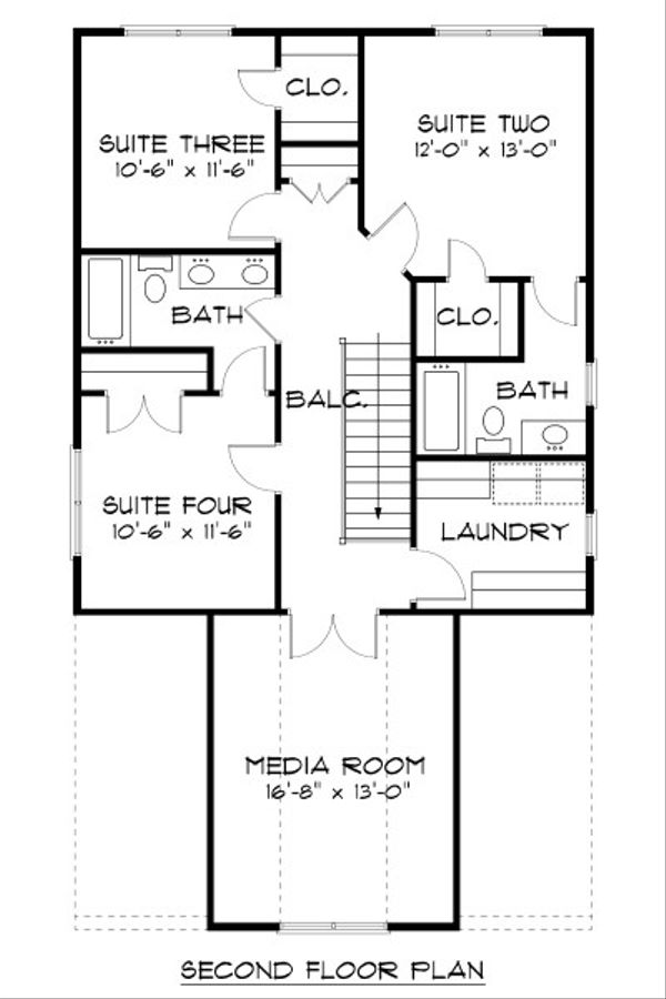 Craftsman Floor Plan - Upper Floor Plan #413-872