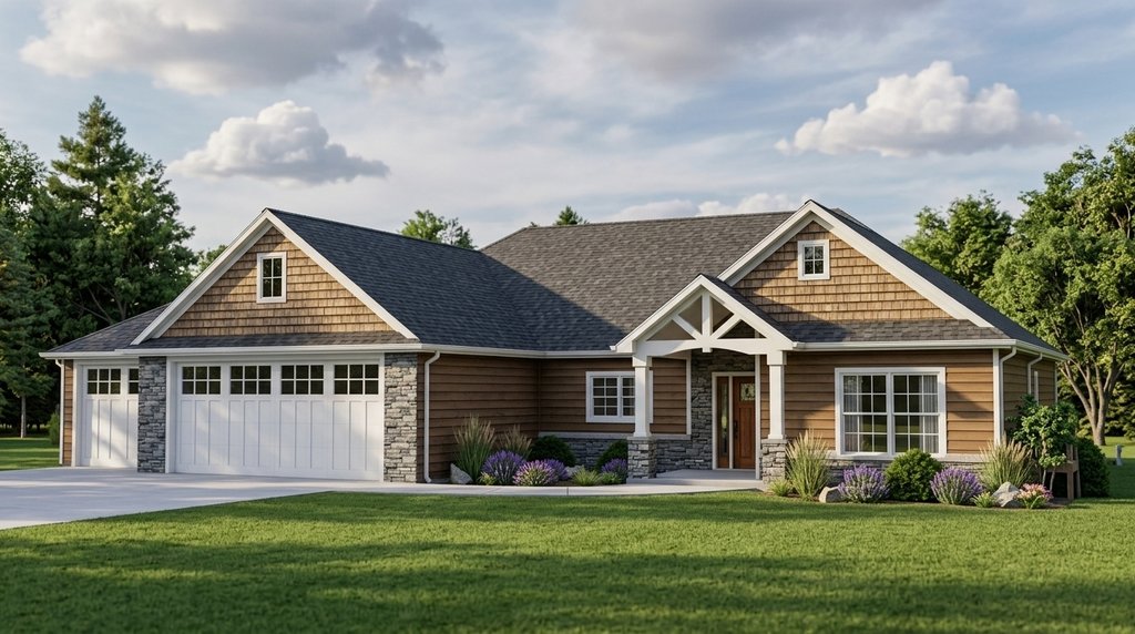 Exterior - Front Elevation 2 for Ranch House Plan #1064-87 - 2 bed, 2.5 bath