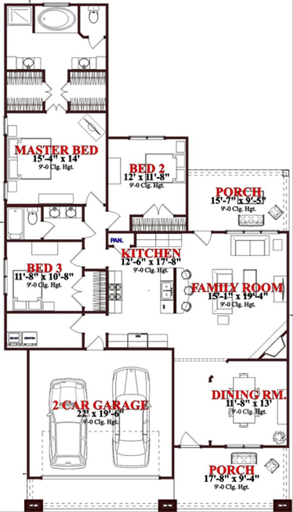 Bungalow Floor Plan - Main Floor Plan #63-242