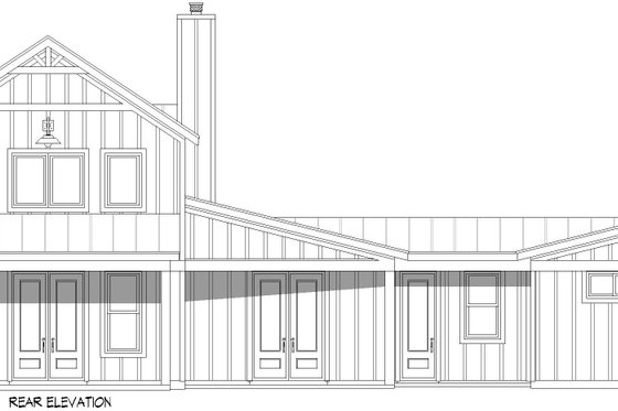 Exterior - Rear Elevation 1 for Barndominium House Plan #932-1144 - 3 bed, 2 bath