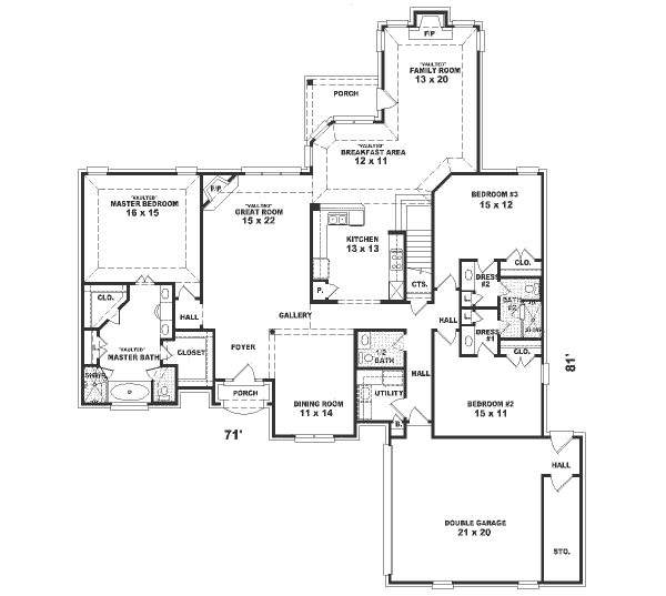 Southern Floor Plan - Main Floor Plan #81-390