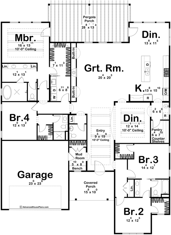 Mediterranean Floor Plan - Main Floor Plan #455-566