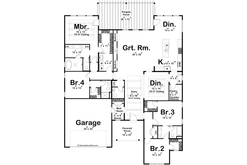 Home Plan - Floor Plan - Main Floor for Mediterranean House Plan #455-566 - 4 bed, 3.5 bath