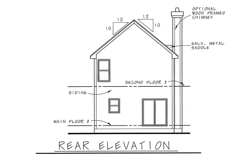 House Blueprint - Exterior - Rear Elevation for Traditional House Plan #20-1702 - 3 bed, 3 bath