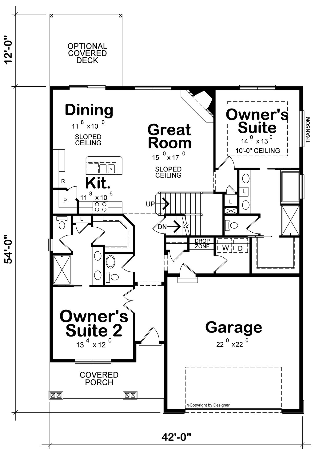 Floor Plan - Main Floor for Craftsman House Plan #20-2254 - 4 bed, 3.5 bath