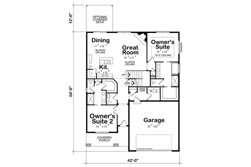 Architectural House Design - Floor Plan - Main Floor for Craftsman House Plan #20-2254 - 4 bed, 3.5 bath