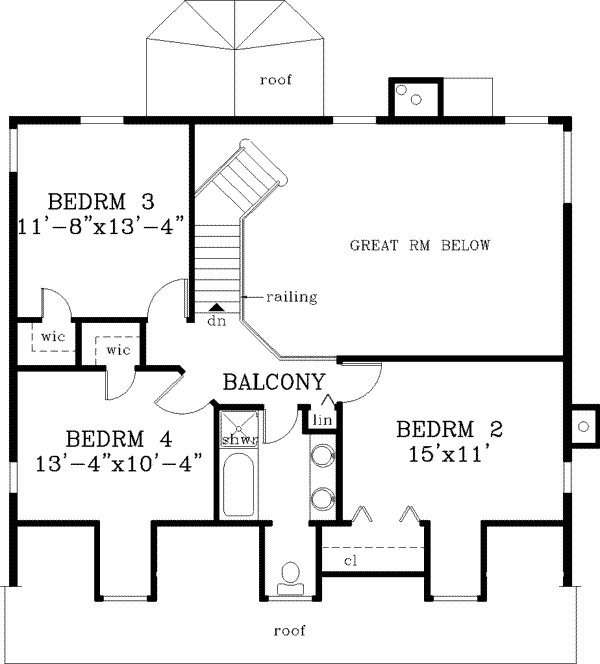 Dream House Plan - Southern Floor Plan - Upper Floor Plan #3-206