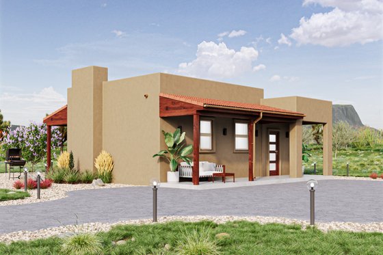Exterior - Other Elevation 3 for Adobe / Southwestern House Plan #1106-19 - 2 bed, 1 bath