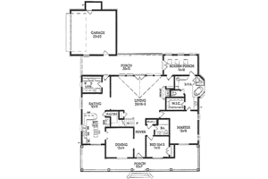 Floor Plan - Main Floor for Southern House Plan #15-207 - 4 bed, 3 bath