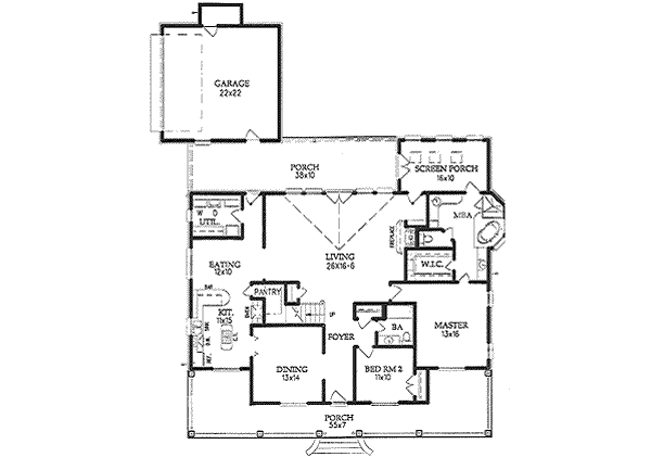 Southern Floor Plan - Main Floor Plan #15-207