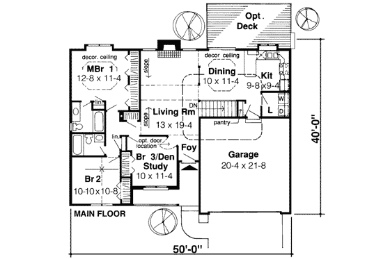 Floor Plan - Main Floor for Traditional House Plan #312-553 - 3 bed, 2 bath