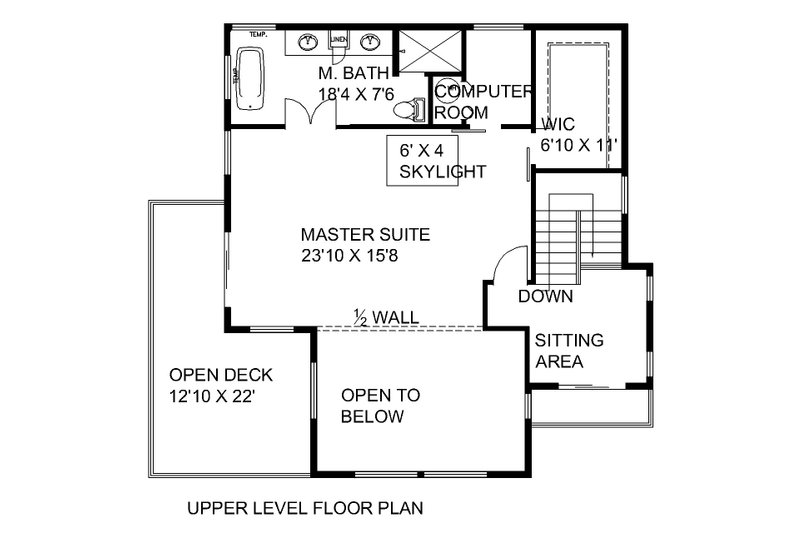 Architectural House Design - Floor Plan - Upper Floor for Contemporary House Plan #117-1005 - 3 bed, 3 bath