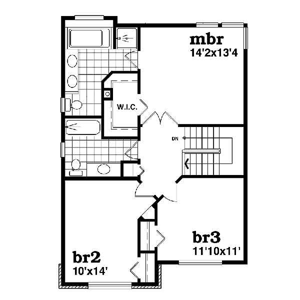 Traditional Floor Plan - Upper Floor Plan #47-349