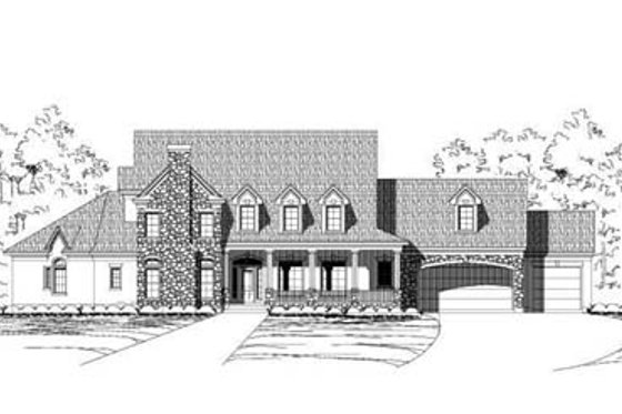 Exterior - Front Elevation for Country House Plan #411-198 - 4 bed, 4.5 bath