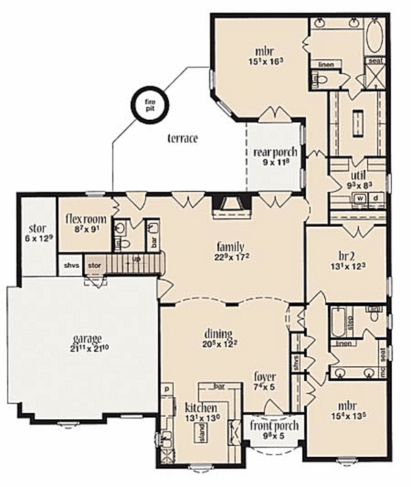 House Plan Design - European Floor Plan - Main Floor Plan #36-492