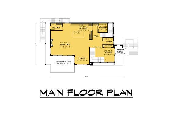 Floor Plan - Main Floor for Contemporary House Plan #1066-182 - 3 bed, 4.5 bath