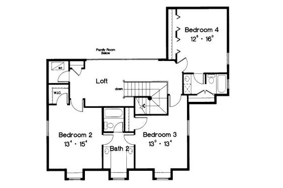 Floor Plan - Upper Floor for Farmhouse House Plan #417-407 - 4 bed, 3.5 bath