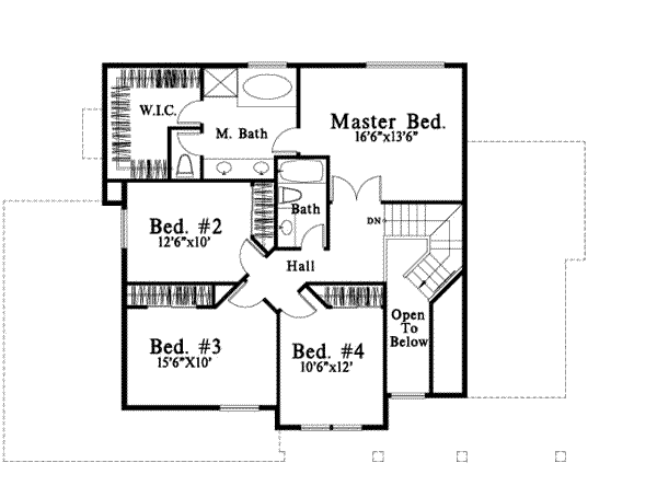 Traditional Floor Plan - Upper Floor Plan #78-130