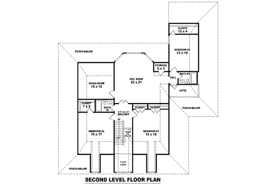 Floor Plan - Upper Floor for Farmhouse House Plan #81-1457 - 4 bed, 3.5 bath