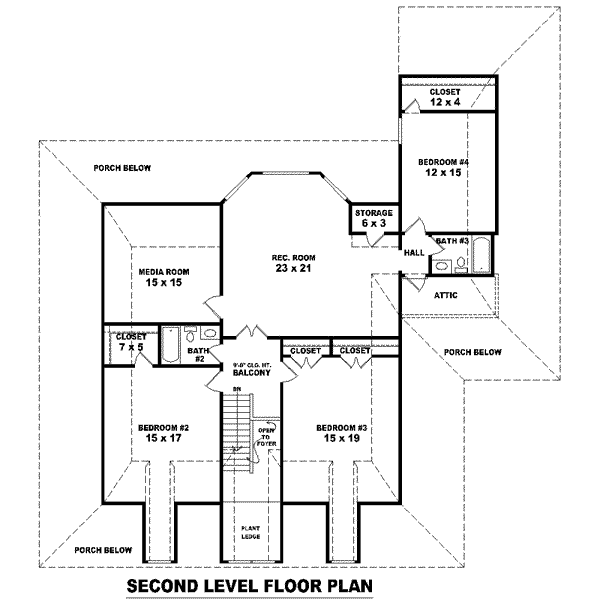 Farmhouse Floor Plan - Upper Floor Plan #81-1457
