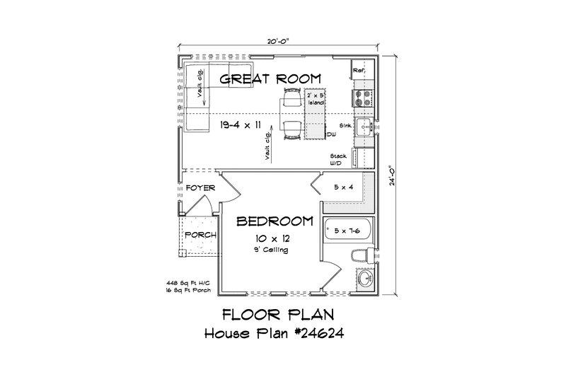 Architectural House Design - Floor Plan - Main Floor for Cottage House Plan #513-2417 - 1 bed, 1 bath