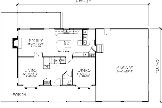Floor Plan - Main Floor for Traditional House Plan #320-307 - 4 bed, 2.5 bath