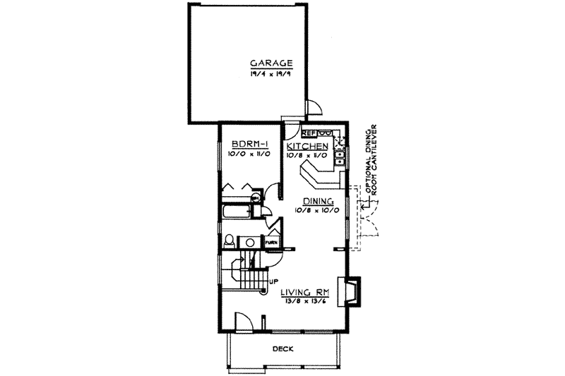 Home Plan - Floor Plan - Main Floor for Craftsman House Plan #95-219 - 3 bed, 2 bath