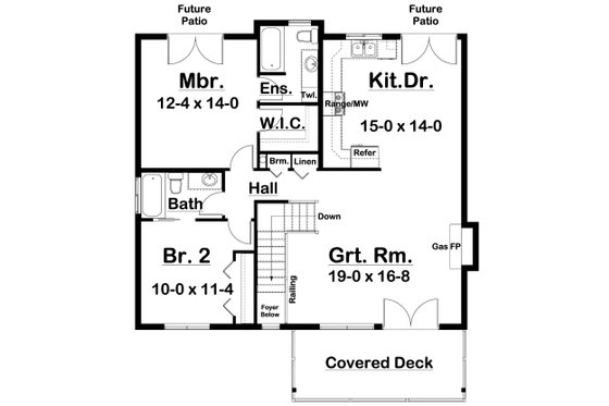 Floor Plan - Main Floor for Farmhouse House Plan #126-253 - 3 bed, 3 bath