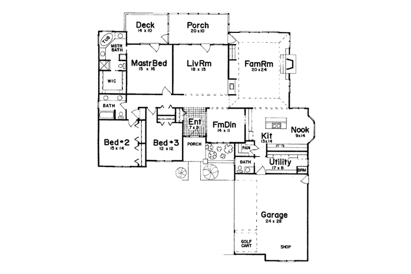 Home Plan - Floor Plan - Main Floor for Traditional House Plan #52-112 - 3 bed, 2.5 bath
