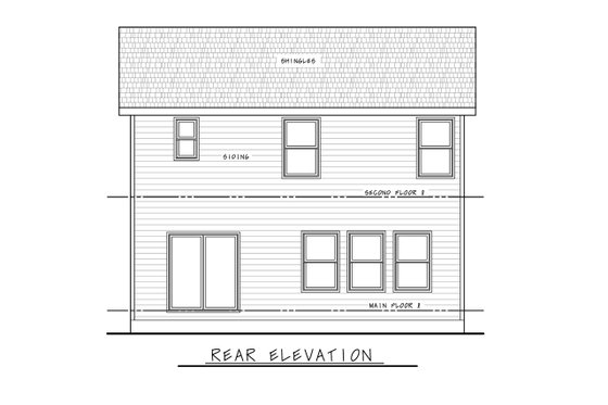 Exterior - Rear Elevation 1 for Traditional House Plan #20-2432 - 4 bed, 2.5 bath