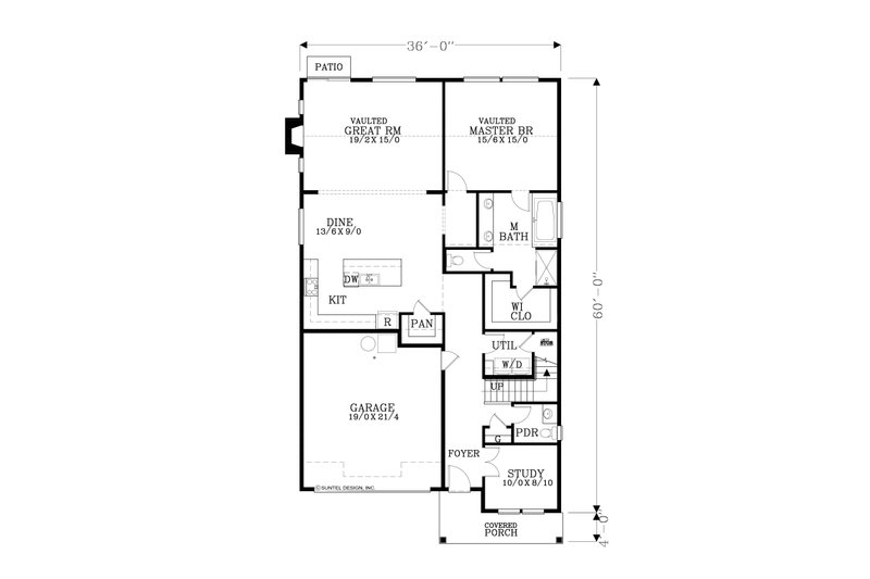 House Blueprint - Floor Plan - Main Floor for Craftsman House Plan #53-757 - 4 bed, 2.5 bath